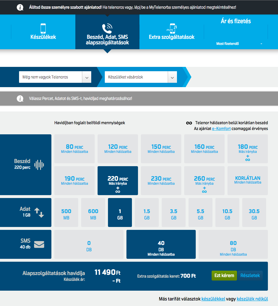 Configuring a unique tariff