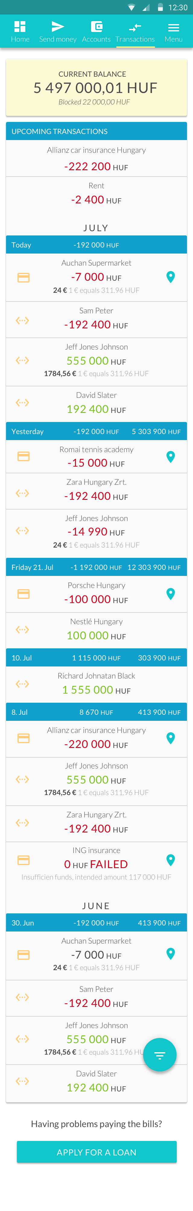 Transaction history - Android