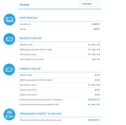 The interface of Cashcard