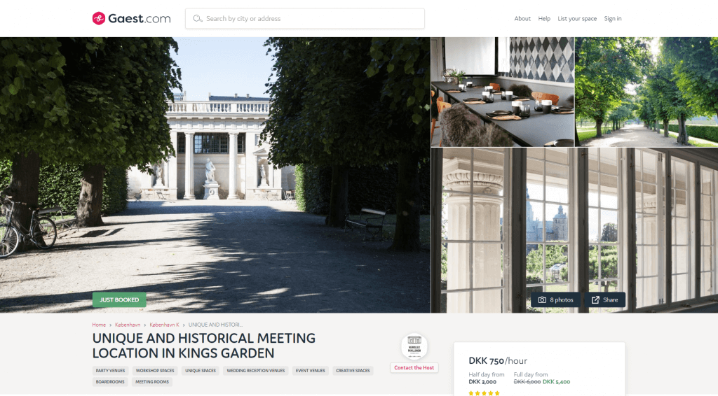 Danish Gaest.com lets businesses browse through a selection of unique meeting rooms